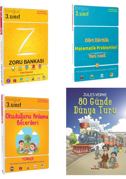 Tonguç Akademi 3. Sınıf Şampiyon Paketi ve Seksen Günde Dünya Turu Okuma Kitabı