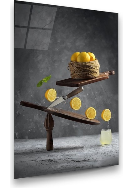 Limon ve Limonata Manipülasyon Dikey Cam Tablo