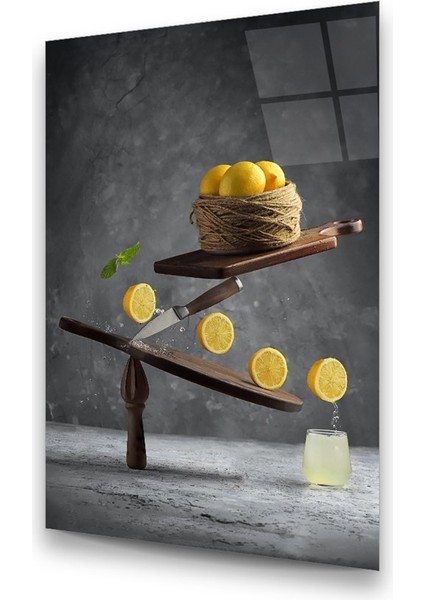 Limon ve Limonata Manipülasyon Dikey Cam Tablo