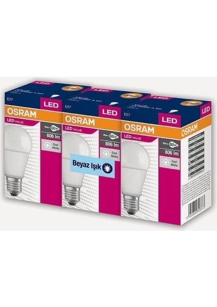 8.5W 6500K Beyaz LED Ampül 6 Adet