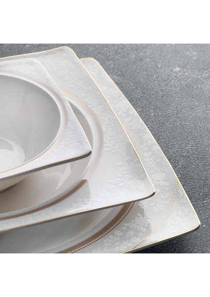 Glamor Elegant Yemek Takım-60 Parça-Beyaz