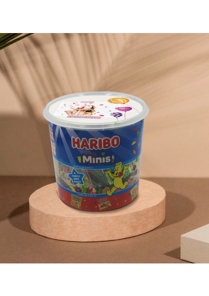 Kişiye Özel Isimli Fotoğraflı Doğum Günü Tasarımlı Dev Boy Haribo Minis Kovası (10GX100ADET) Model 10 fiyatları