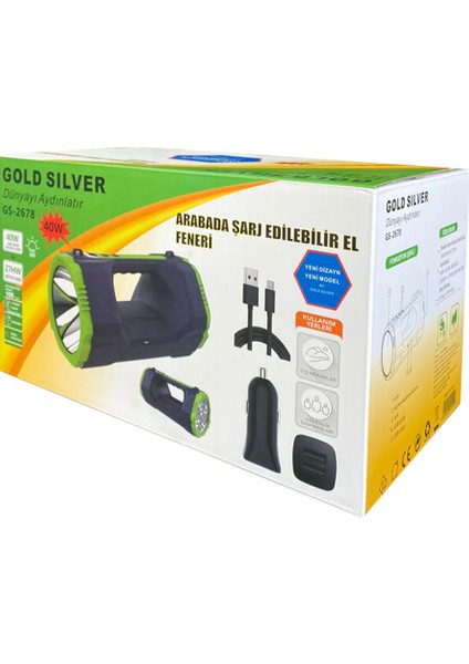 Arabada Şarj Edilebilir El Feneri Fener GS-2678
