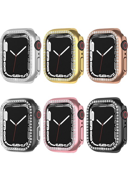 Apple Watch Uyumlu Serisi Için Pc Tek Sıra Elmas Kılıf 7 45 mm Gül Pembe (Yurt Dışından) fiyatları