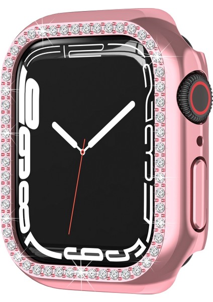 Apple Watch Uyumlu Serisi Için Pc Tek Sıra Elmas Kılıf 7 45 mm Gül Pembe (Yurt Dışından) modelleri