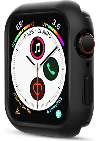 Silikon Çerçeve Koruyucu Kılıf Apple Watch Uyumlu Serisi 6 & Se & 5 & 4 44 mm Siyah (Yurt Dışından)