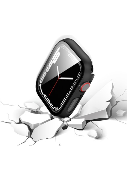 Çerçeve + Temperli Cam Koruyucu Kılıf Apple Watch Uyumlu Series 7 41 mm Siyah (Yurt Dışından) fiyatları