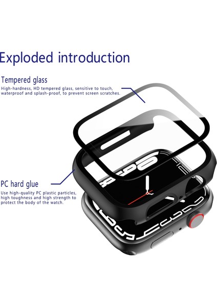 Çerçeve + Temperli Cam Koruyucu Kılıf Apple Watch Uyumlu Series 7 41 mm Siyah (Yurt Dışından) modelleri