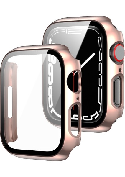 Çerçeve + Temperli Cam Koruyucu Kılıf Apple Watch Uyumlu Series 7 41 mm Gül Altın (Yurt Dışından)