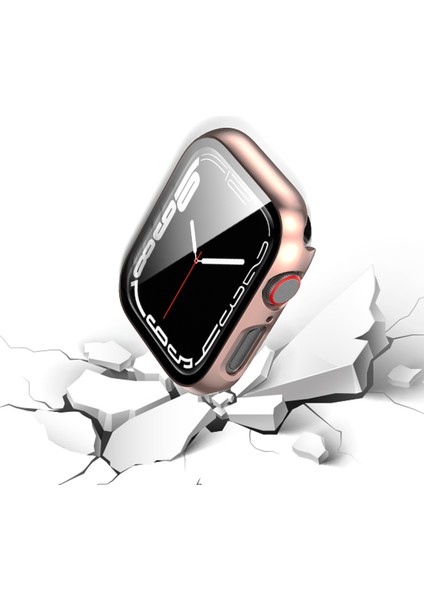 Çerçeve + Temperli Cam Koruyucu Kılıf Apple Watch Uyumlu Series 7 41 mm Gül Altın (Yurt Dışından) fiyatları