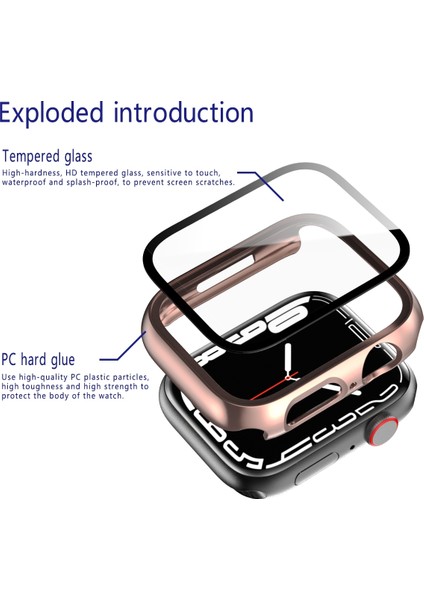 Çerçeve + Temperli Cam Koruyucu Kılıf Apple Watch Uyumlu Series 7 41 mm Gül Altın (Yurt Dışından) modelleri