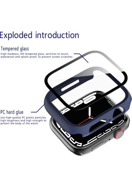 Çerçeve + Temperli Cam Koruyucu Kılıf Apple Watch Uyumlu Series 7 41 mm Mavi (Yurt Dışından) modelleri