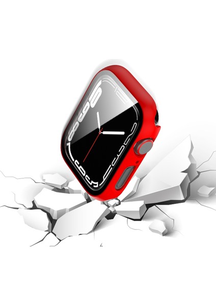 Çerçeve + Temperli Cam Koruyucu Kılıf Apple Watch Uyumlu Series 7 41 mm Kırmızı (Yurt Dışından) fiyatları