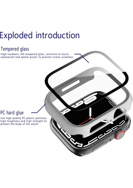 Çerçeve + Temperli Cam Koruyucu Kılıf Apple Watch Uyumlu Series 7 41 mm Beyaz (Yurt Dışından) modelleri