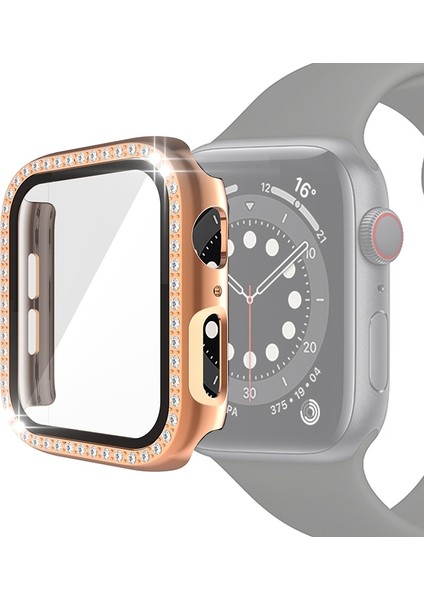 Pc Tek Sıra Elmas Kılıf Temperli Cam Filmi ile Apple Watch Uyumlu Serisi 3 & 2 & 1 42 mm Gül Altın (Yurt Dışından)