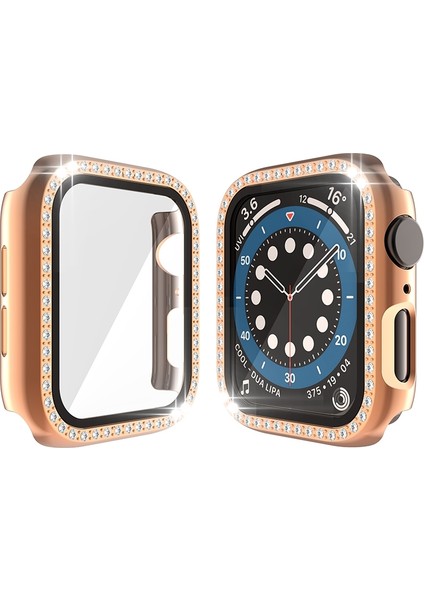 Pc Tek Sıra Elmas Kılıf Temperli Cam Filmi ile Apple Watch Uyumlu Serisi 3 & 2 & 1 42 mm Gül Altın (Yurt Dışından)