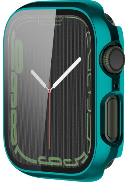 Kılıf Temperli Cam Filmi ile Apple Watch Uyumlu Series 7 45 mm Emerald Yeşil (Yurt Dışından)