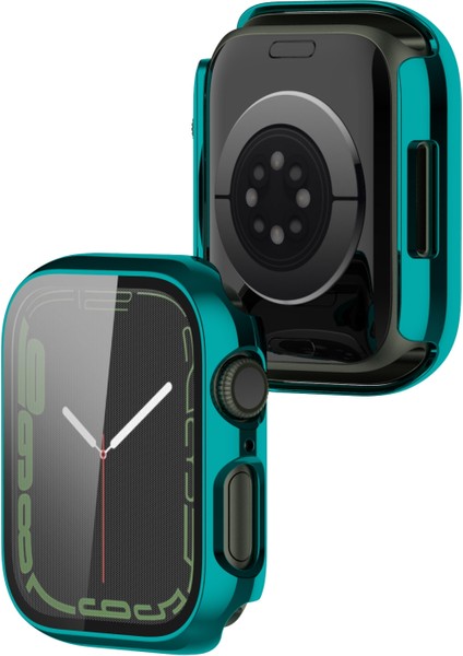 Kılıf Temperli Cam Filmi ile Apple Watch Uyumlu Series 7 45 mm Emerald Yeşil (Yurt Dışından)
