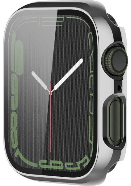 Kılıf Temperli Cam Filmi ile Apple Watch Uyumlu Series 7 45 mm Gümüş (Yurt Dışından)