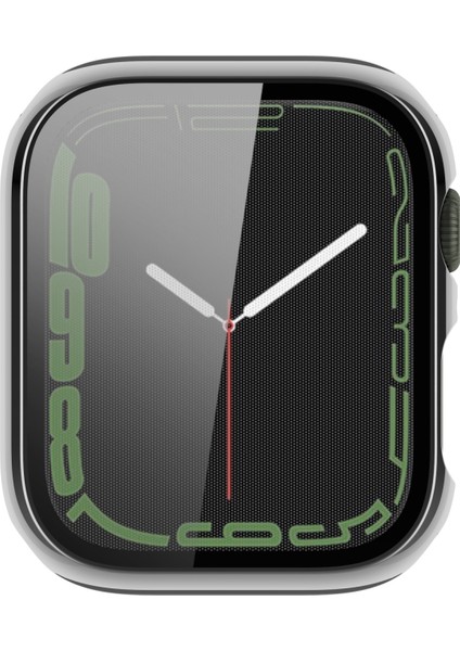 Kılıf Temperli Cam Filmi ile Apple Watch Uyumlu Series 7 45 mm Gümüş (Yurt Dışından)