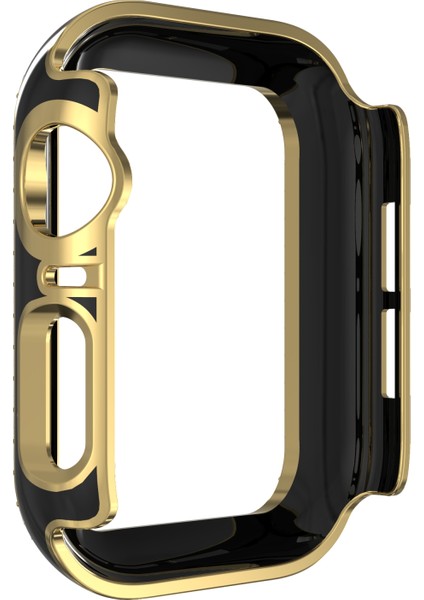 Çift Sıra Elmas 2 Renkli Elmalı Pc Saat Kılıf Apple Watch Uyumlu Serisi 3 & 2 & 1 38 mm Siyah + Altın (Yurt Dışından) modelleri