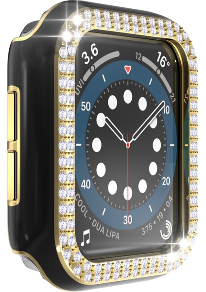Çift Sıra Elmas 2 Renkli Elmalı Pc Saat Kılıf Apple Watch Uyumlu Serisi 3 & 2 & 1 38 mm Siyah + Altın (Yurt Dışından) fırsatları