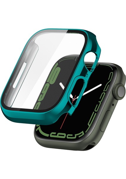 Kılıf Temperli Cam Filmi ile Apple Watch Uyumlu Series 7 41 mm Emerald Yeşil (Yurt Dışından)