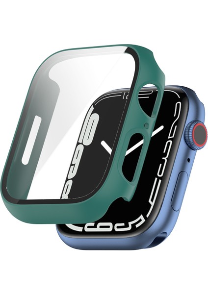 Pc Kılıf Temperli Cam Filmi ile Apple Watch Uyumlu Series 7 45 mm Yeşil (Yurt Dışından)