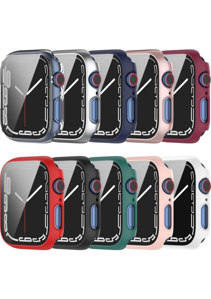 Pc Kılıf Temperli Cam Filmi ile Apple Watch Uyumlu Series 7 41 mm Gül Altın (Yurt Dışından)