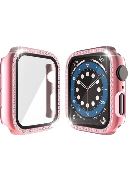 Pc Tek Sıra Elmas Kılıf Temperli Cam Filmi ile Apple Watch Uyumlu Serisi 3 & 2 & 1 38 mm Gül Pembe (Yurt Dışından)