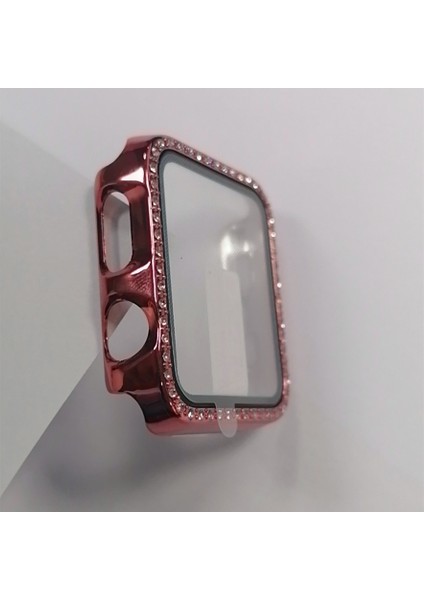 Pc Tek Sıra Elmas Kılıf Temperli Cam Filmi ile Apple Watch Uyumlu Serisi 3 & 2 & 1 38 mm Gül Pembe (Yurt Dışından)