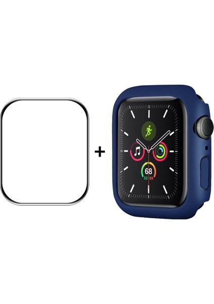 Pc Çerçeve + Ekran Filmi Apple Watch Uyumlu Serisi 7 41 mm Koyu Mavi (Yurt Dışından)