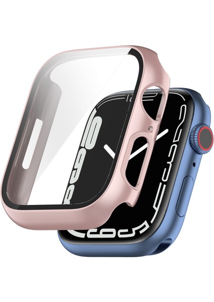 Pc Kılıf Temperli Cam Filmi ile Apple Watch Uyumlu Series 7 41 mm Gül Altın (Yurt Dışından)