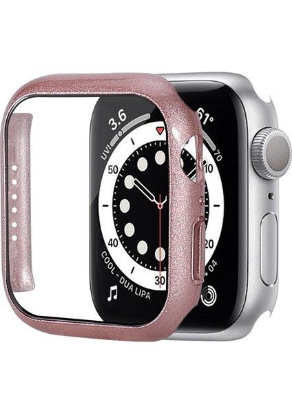 Pc Kılıf Temperli Cam Filmi ile Apple Watch Uyumlu Series 7 45 mm Gül Altın (Yurt Dışından)