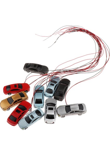 10 Adet Parlatıcı Model Araba Seti Minyatür Kum Masa Aksesuarları Otopark Düzeni 1: 200 (Yurt Dışından)