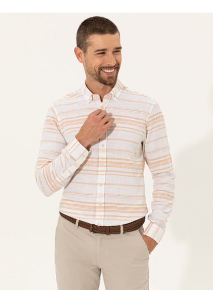 Erkek Safran Slim Fit Uzun Kollu Gömlek 50249727-VR043