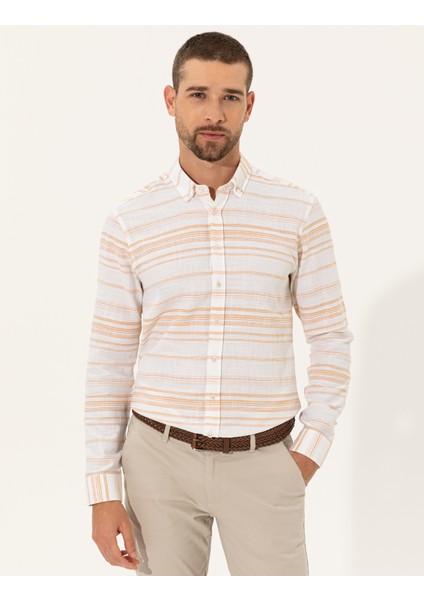 Erkek Safran Slim Fit Uzun Kollu Gömlek 50249727-VR043 modelleri
