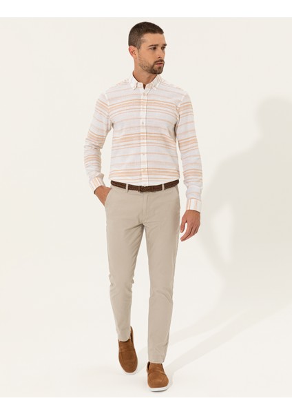 Erkek Safran Slim Fit Uzun Kollu Gömlek 50249727-VR043 fırsatları