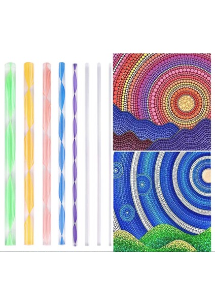 Dot Mandala Çubukları 8'li Set Farklı Büyüklüklerde Mandala Kalemi Akrilik Çubuk Kalemi