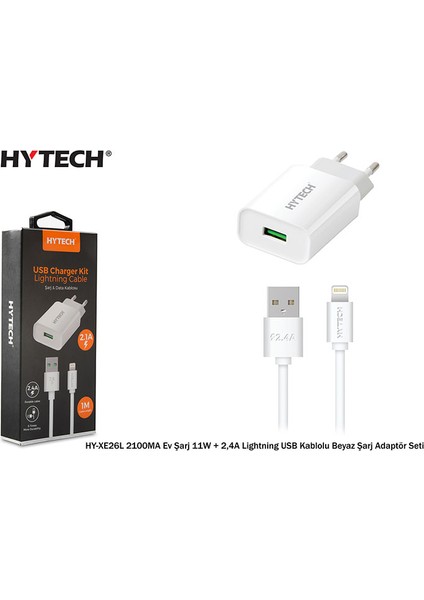 Şarj Aleti Takım Apple iPhone Uyumlu Lightning 5V 2.1 Amper HY-XE26L