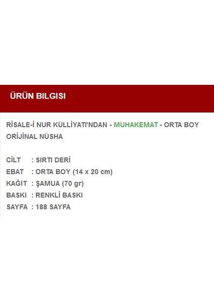MUHAKEMAT (Sırtı Deri Cilt - 20 cm)