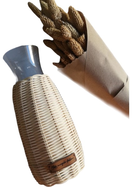 Rattan Bambu Özel Deri Etiketli Vazo