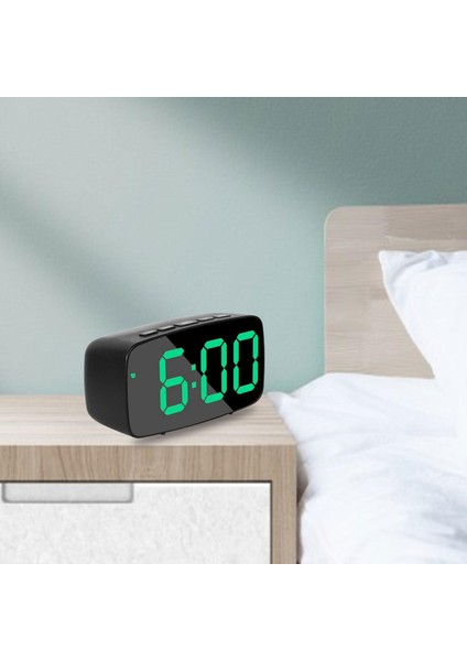LED Çalar Saat Yatak Odası Ayna Yüzey 2 Seviye Parlaklık Başucu Makyaj Yeşil Işık (Yurt Dışından) modelleri