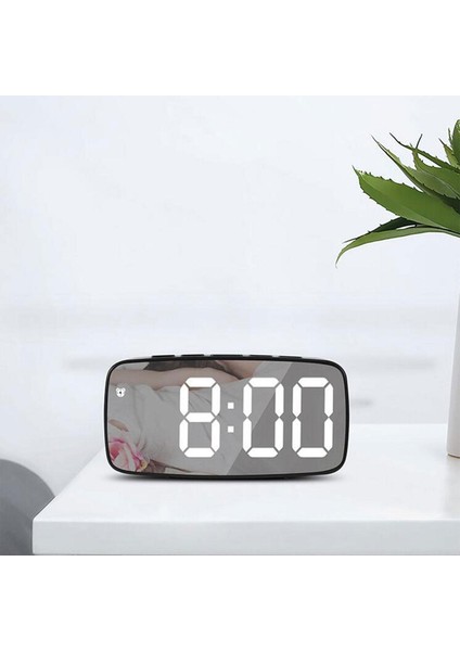 LED Çalar Saat Yatak Odası Ayna Yüzey 2 Seviye Parlaklık Başucu Makyaj Siyah Ayna (Yurt Dışından) fiyatları