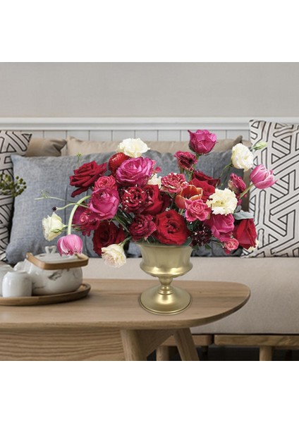 Avrupa Tarzı Metal Vazo Düğün Dekorasyon Altın Saksı 12X15X15 cm (Yurt Dışından)