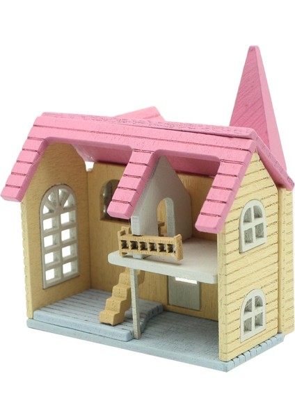 1:12 Ölçekli Dıy Ahşap Dollhouse El Sanatları Minyatür Proje Oyuncak Hediyeler Pembe (Yurt Dışından) fırsatları