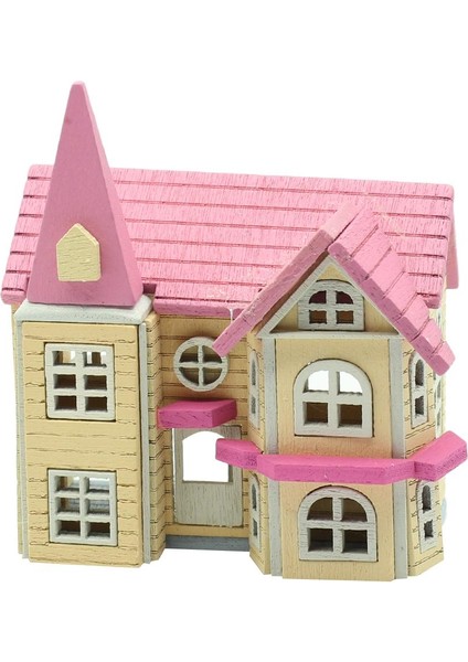 1:12 Ölçekli Dıy Ahşap Dollhouse El Sanatları Minyatür Proje Oyuncak Hediyeler Pembe (Yurt Dışından) indirimleri