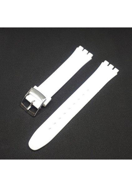 Atasaat 17MM Swatch Uyumlu Beyaz Slikon Saat Kordonu