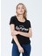 222 LCF 242010 Bisiklet Yaka Normal Kalıp Baskılı Siyah Kadın T-Shirt 2
