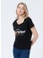 222 LCF 242010 Bisiklet Yaka Normal Kalıp Baskılı Siyah Kadın T-Shirt 5